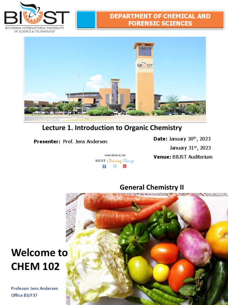 Lecture 1 Chem 102 2023 Introduction To Organic Chemistry Pdf