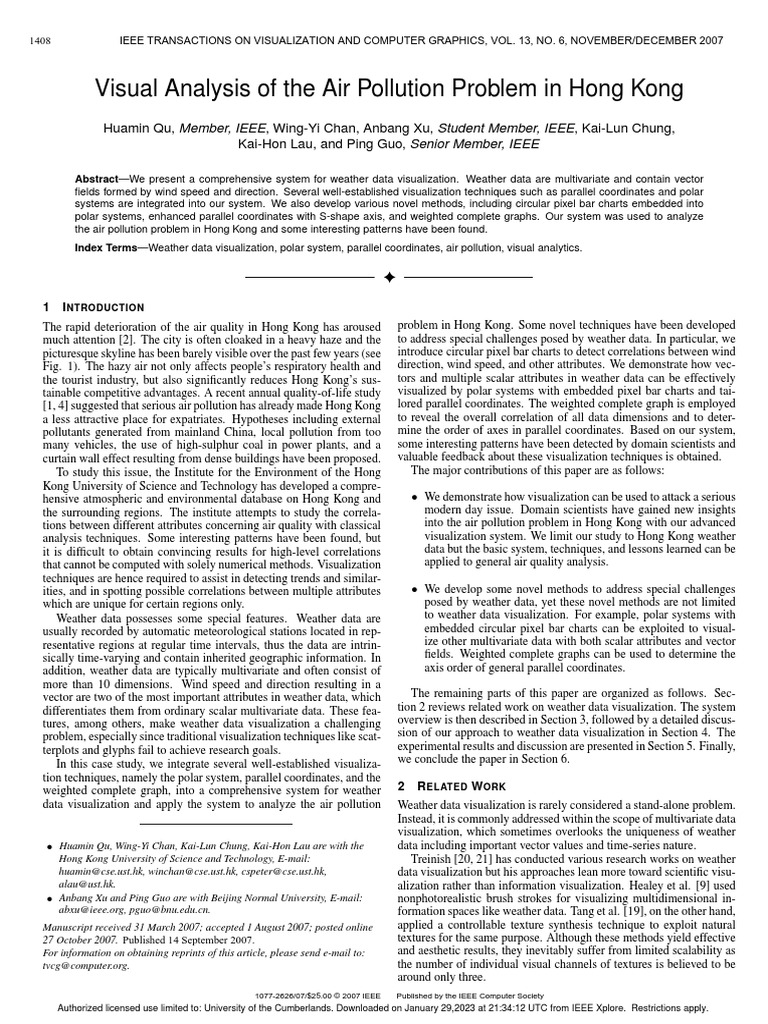 Visual Analysis of The Air Pollution Problem in Hong Kong PDF Cartesian Coordinate System Data