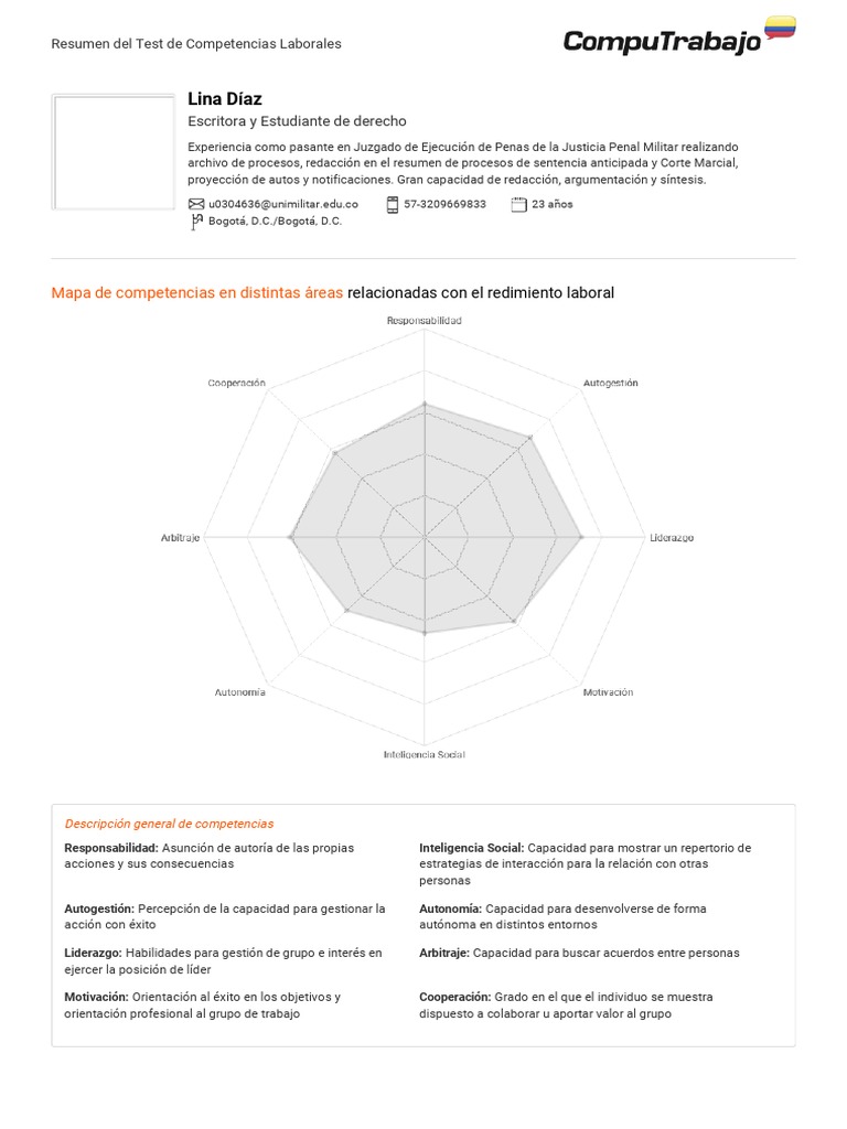 Resultados del Test de Competencias Laborales | PDF | Motivacional ...