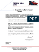 Política de Seguridad y Salud en El Trabajo