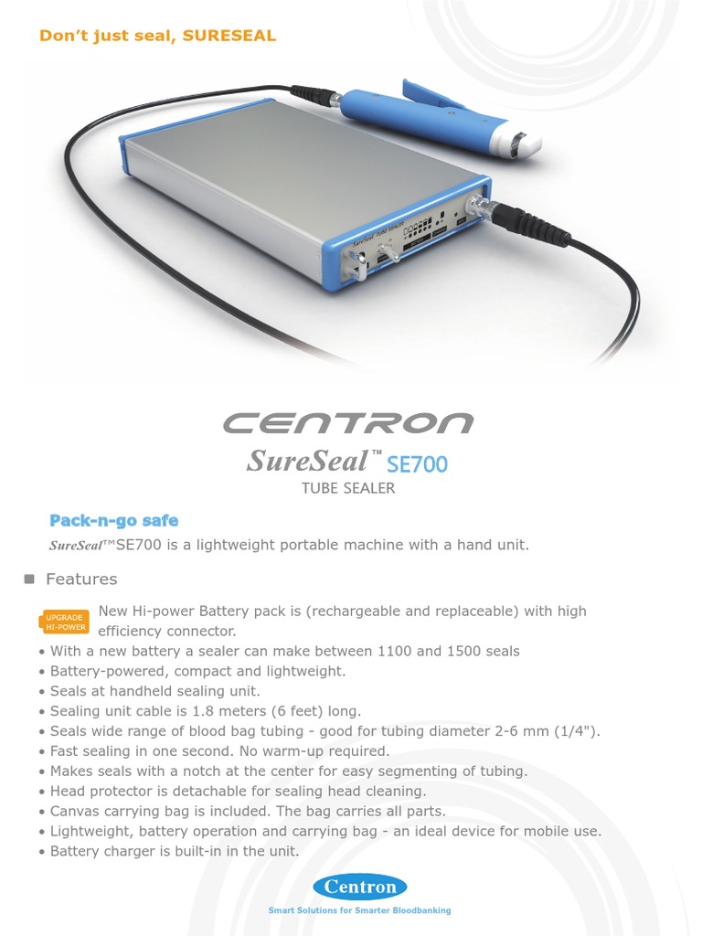 Brochure - Tube Sealer SE 700 | PDF | Battery Charger | Light Emitting ...