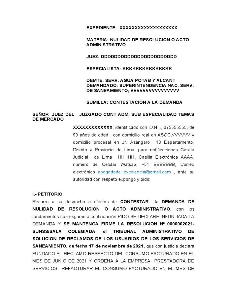 Modelo De Demanda Contenciosa Administrativa Modelo De Demanda The ...