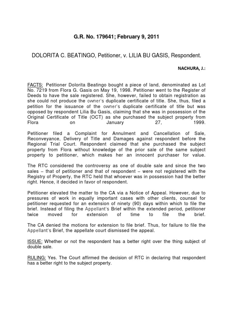 Beatingco vs. Gasis Article 1544 Corpin PDF Property