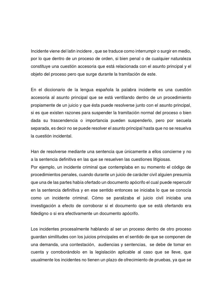 Incidentes PDF Sentencia (ley) Demanda judicial