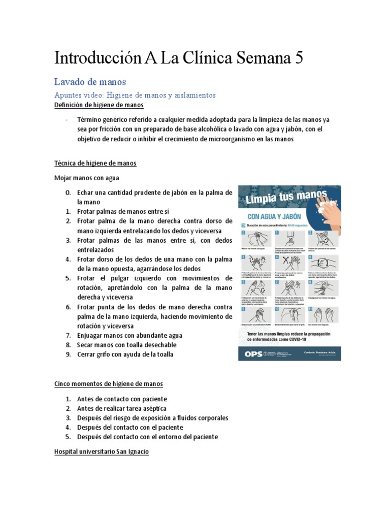 5 Momentos para la Higiene de Manos | PDF | Lavado de manos | Higiene