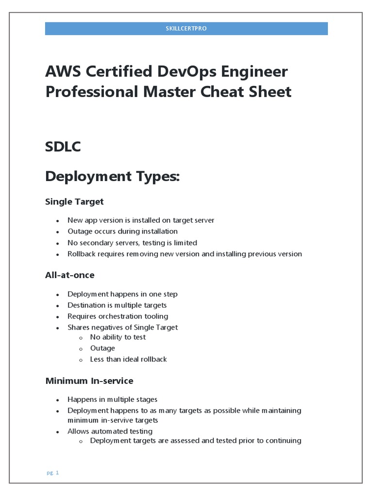 AWS DevOps Engineer Professional Master Cheat Sheet | PDF | Amazon Web ...