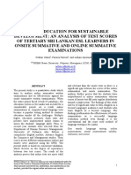 Online Education For Sustainable Development: An Analysis of Test Scores of Tertiary Sri Lankan ESL Learners in Onsite Summative and Online Summative Examinations