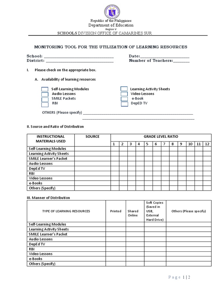 Monitoring Tool For The Utilization of Learning Resources | PDF ...