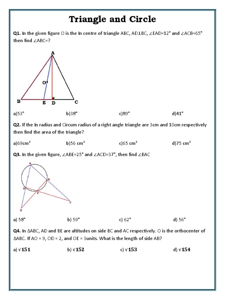 Geometry Problems and Solutions | PDF | Circle | Triangle