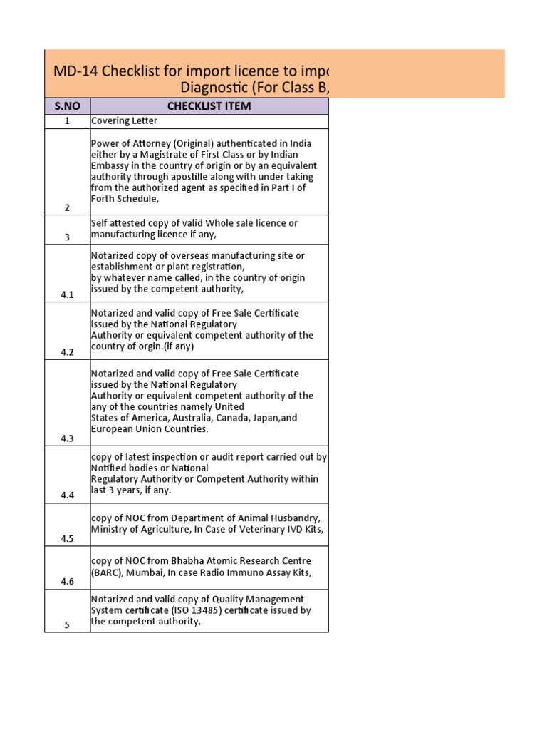 IVD Checklist PDF Medical Device Specification (Technical Standard)