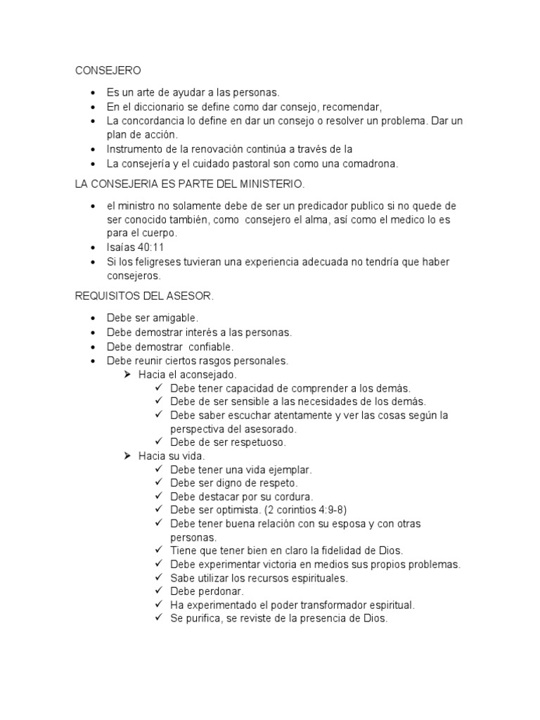 Los principios y requisitos esenciales de la consejería efectiva | PDF ...