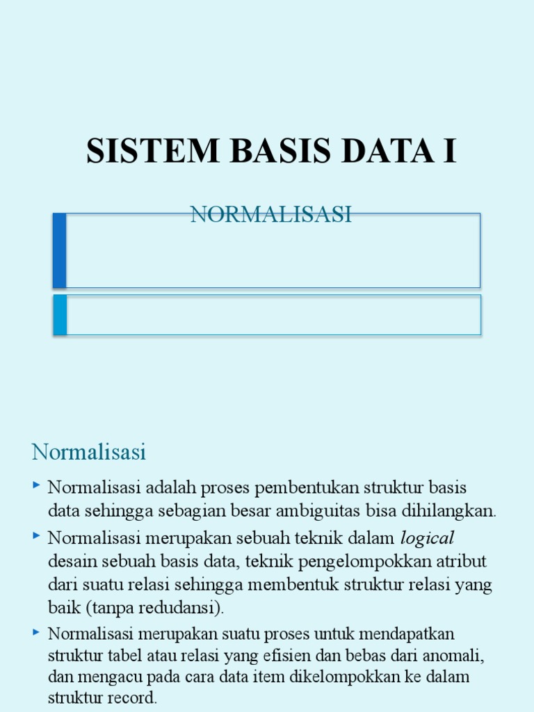 Pertemuan 5 Normalisasi | PDF