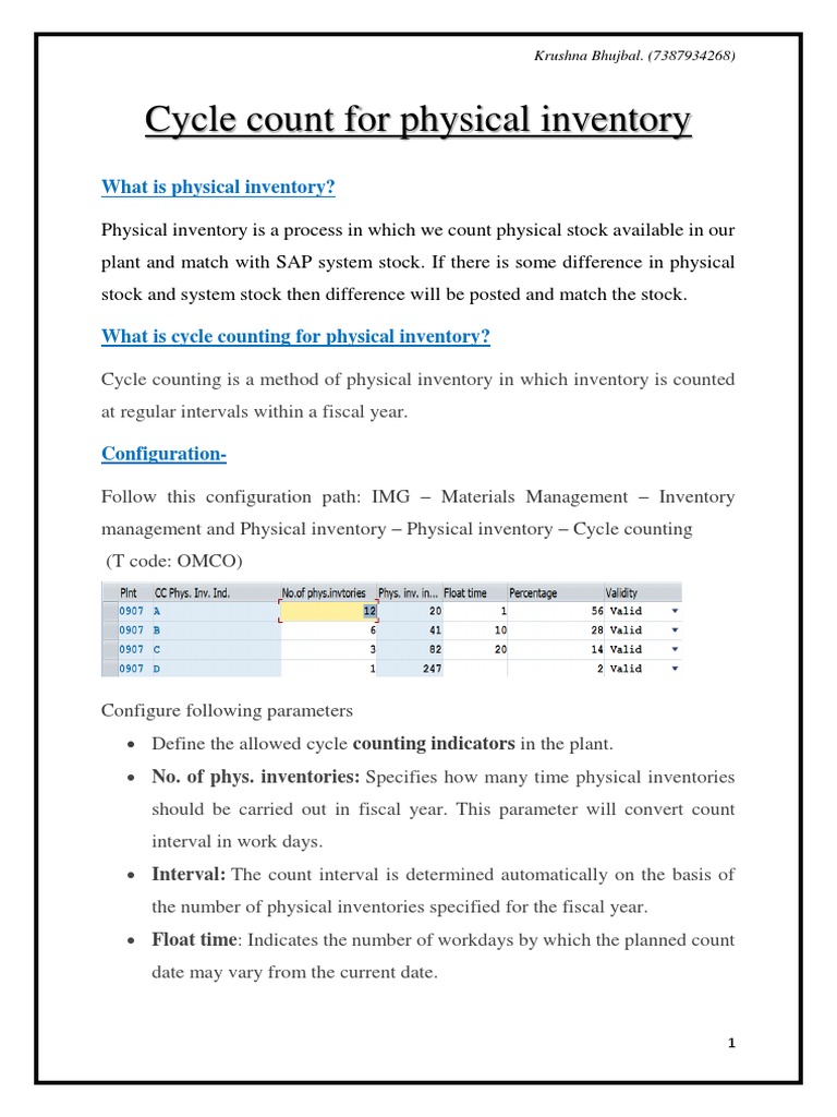 Cycle Counting in SAP MM: A Guide | PDF | Inventory | Screenshot