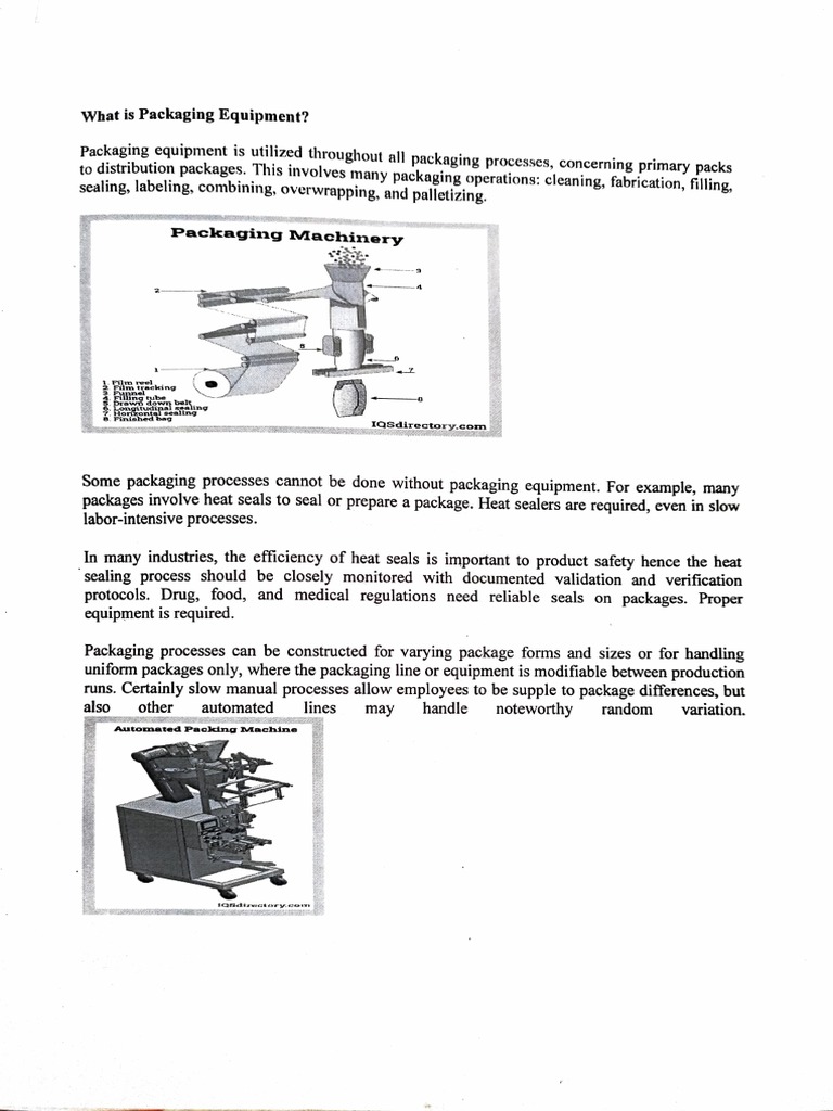 Overview of Packaging Equipment Types | PDF | Industrial Processes ...