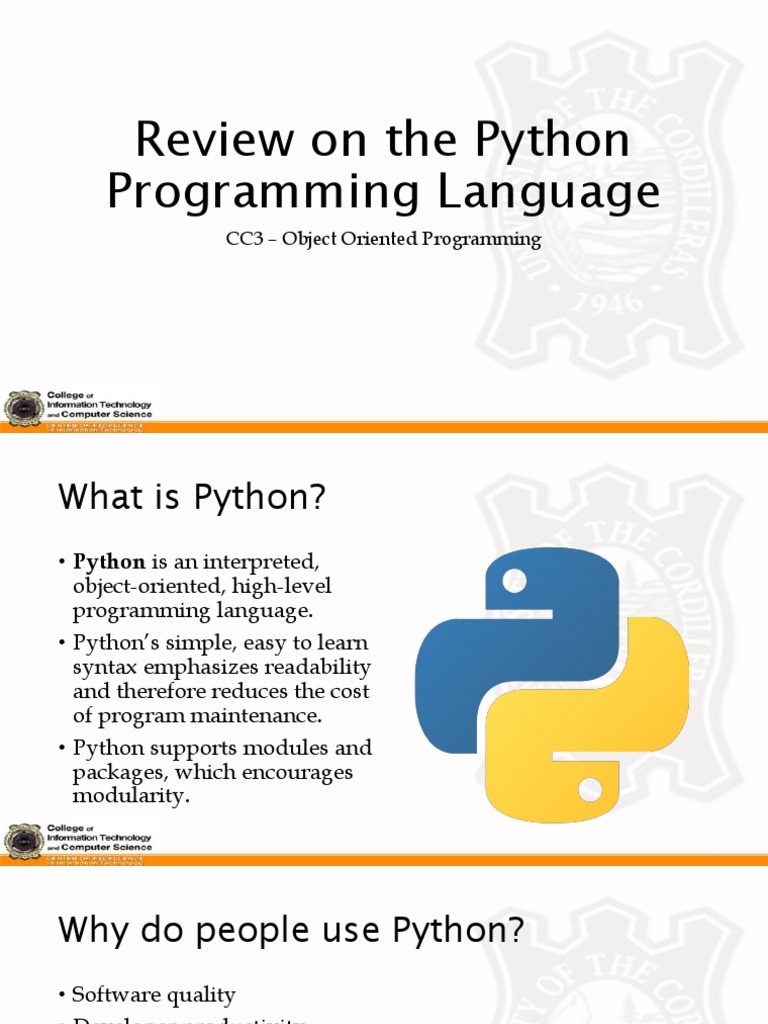 0.1 - Review On The Python Programming Language | PDF | Control Flow ...
