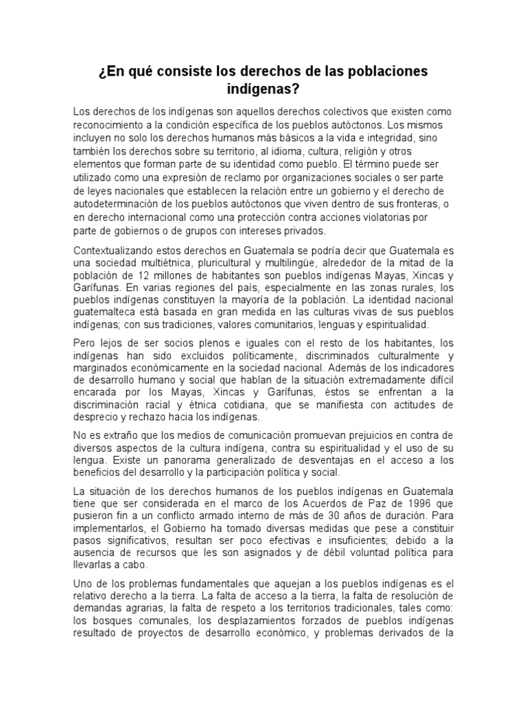 Derechos de los pueblos indígenas en Guatemala | PDF