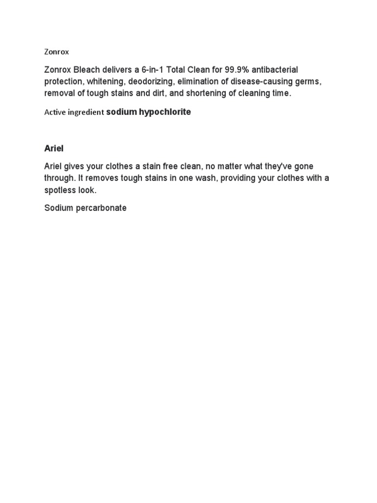 Zonrox | PDF