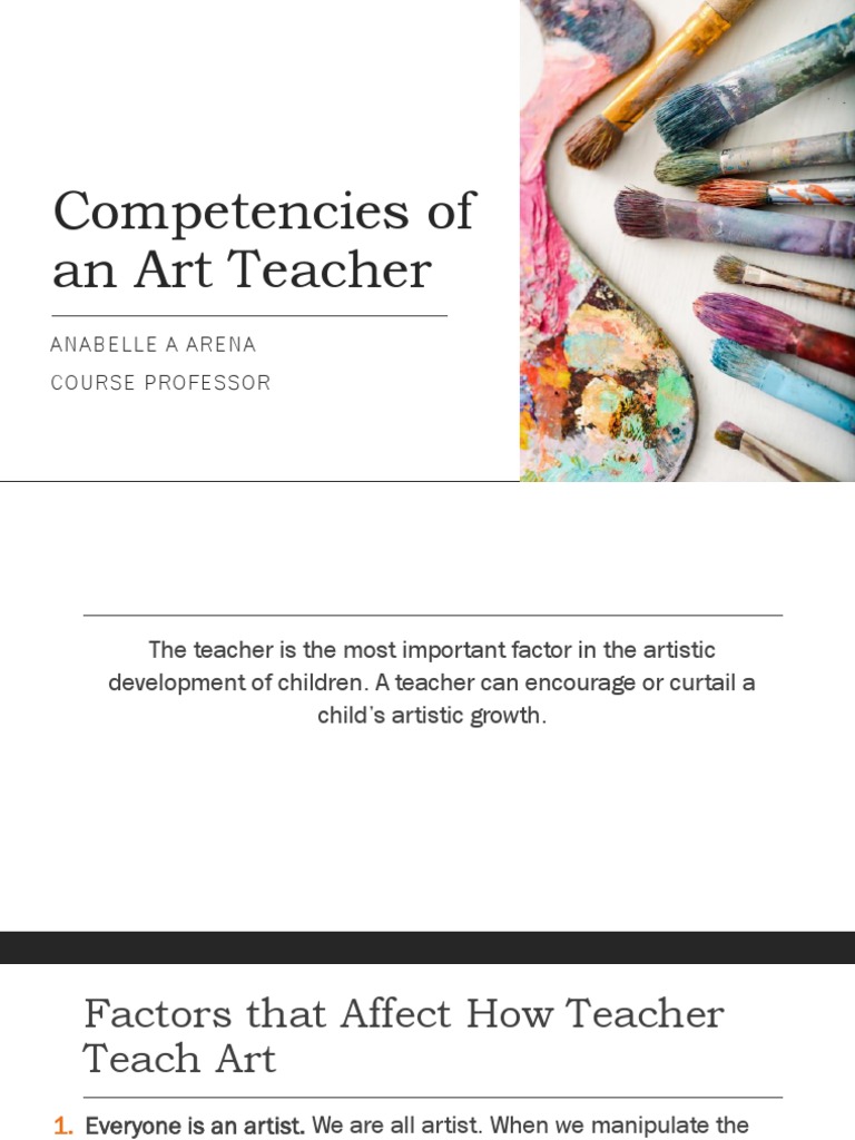 Art Teacher Competencies Explained | PDF | Teachers | Experience