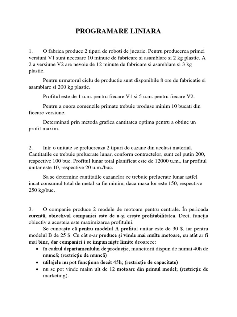 Seminar 2 - Programare Liniara | PDF