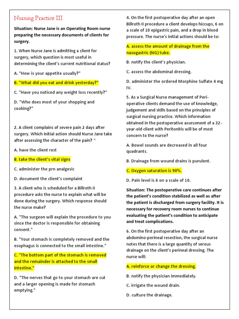 Postoperative Nursing Care Guidelines | PDF | Surgery | Vitamin B12