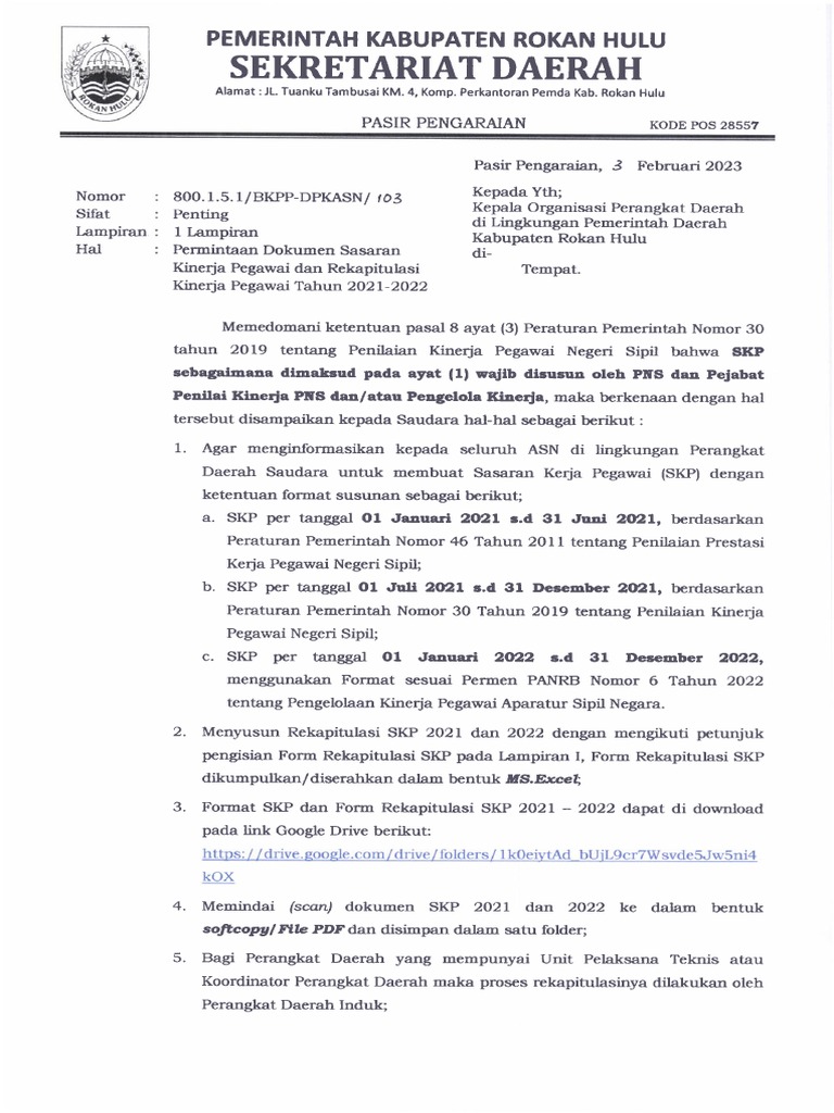 Petunjuk Pengisian Rekon SKP 2021-2022 | PDF