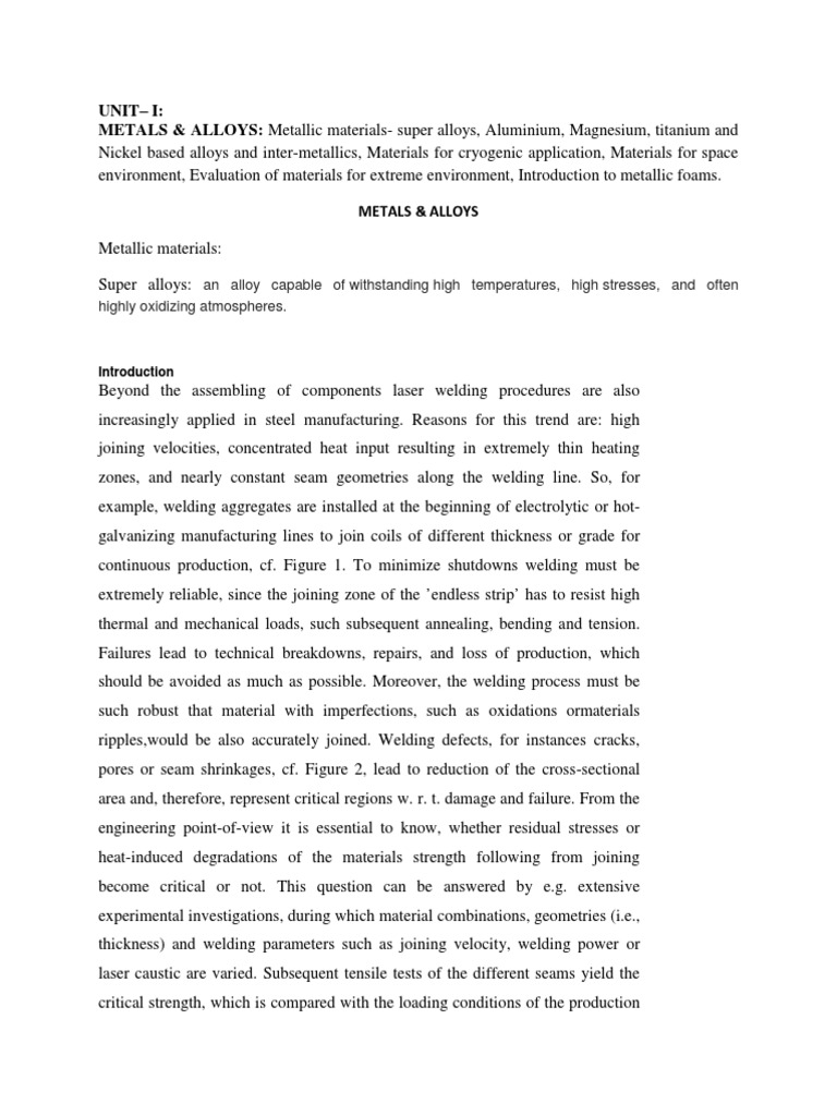 Unit 1 Class Notes Advanced Materials PDF