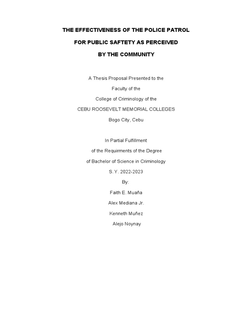 The Effectiveness Of The Police Patrol Pdf Police Crime Prevention