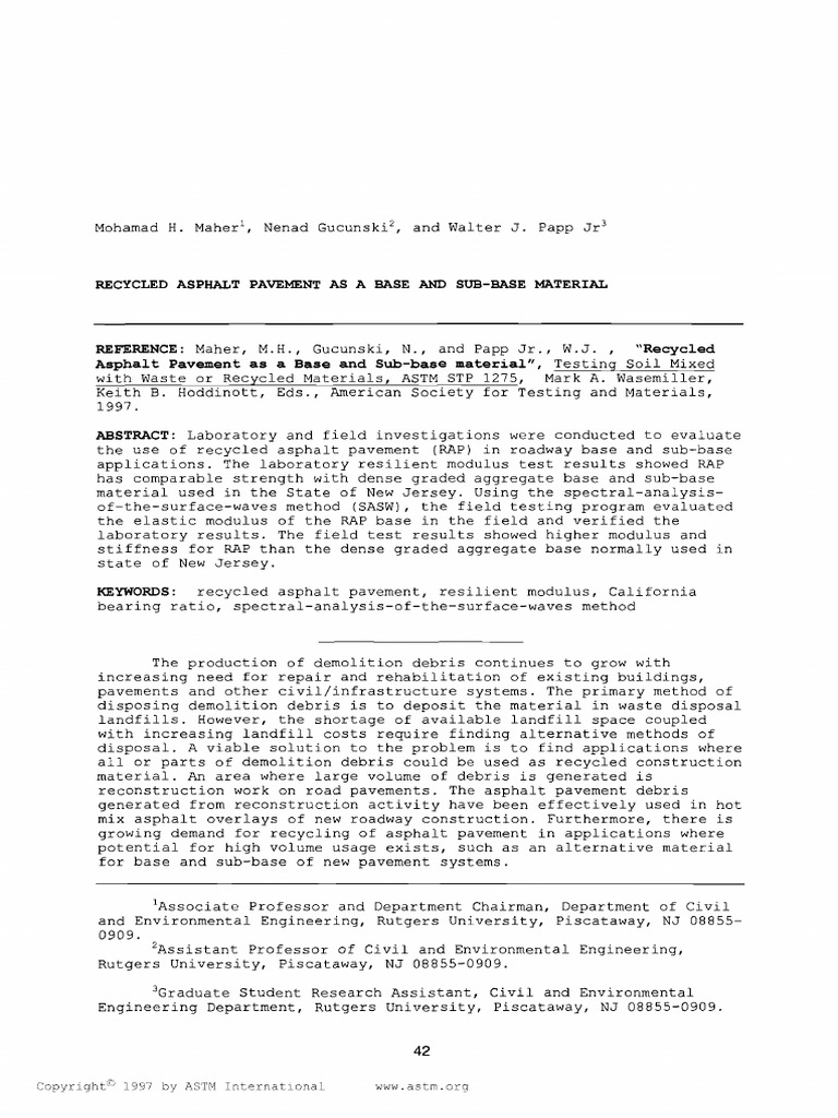 Recycled Asphalt for Road Bases | PDF | Road Surface | Construction ...