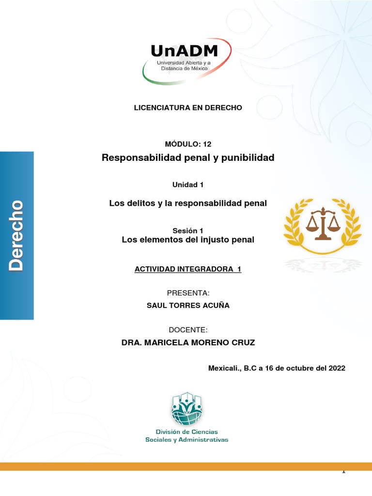Elementos del Delito y Responsabilidad Penal | PDF | Derecho penal ...
