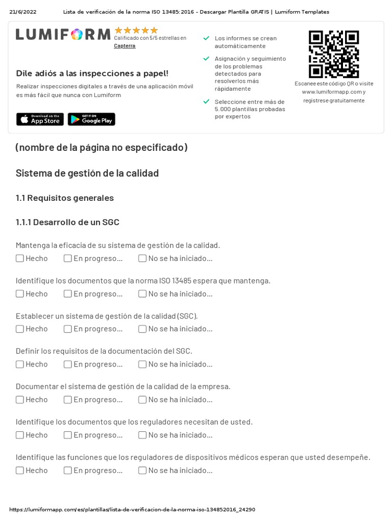Lista de Verificacion de La Norma Iso 134852016 | PDF | Calidad ...