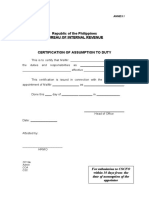 CS Form 4 Annex I Assumption Certificate