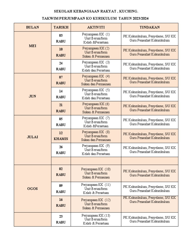 Takwim KK 2023 | PDF