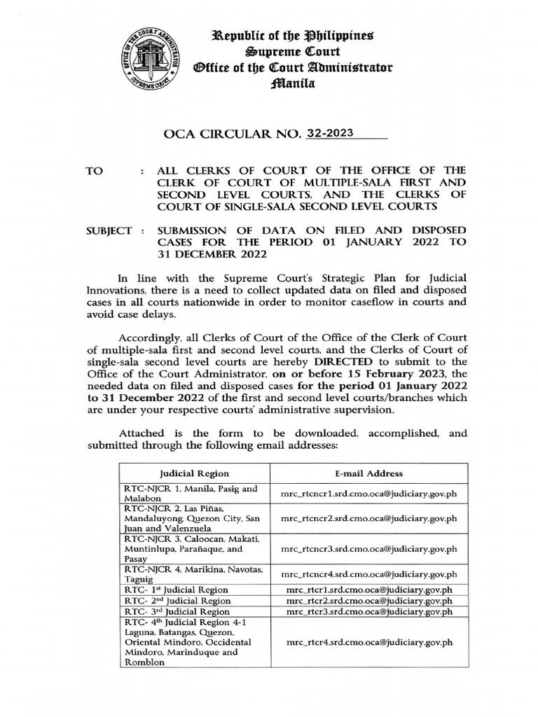 OCA Circular Submission Court Case Data 2022 2023 PDF