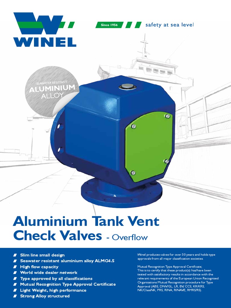 CMO Aluminium Tank Vent Check Valve With Overflow Pipe PDF Valve