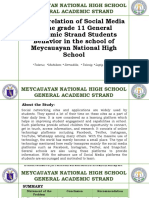 The Correlation of Social Media To The Grade 11 General Academic Strand Students Behavior in The School of Meycauayan National High School