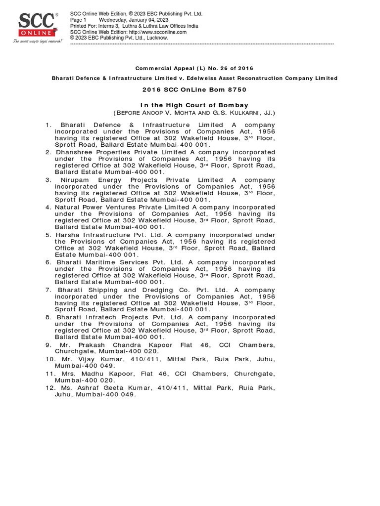 J 2016 SCC OnLine Bom 8750 PDF Loans Securities (Finance)