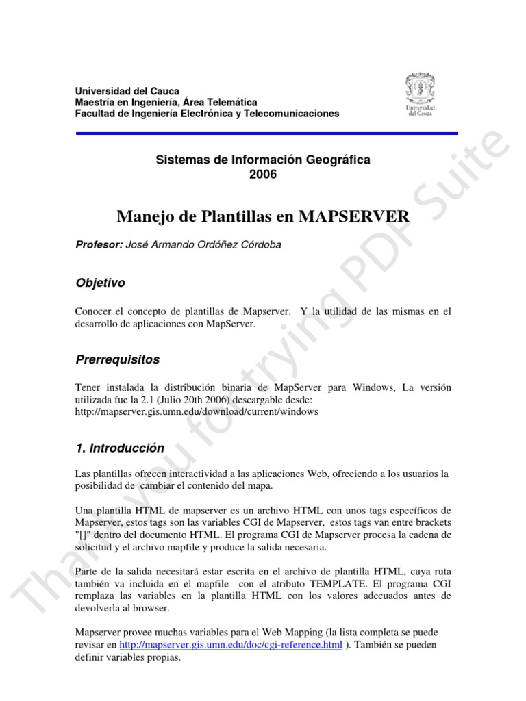 Manejo de Plantillas en MapServer | PDF | Parámetro (programación de ...