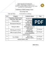 Program Schedule Valedictory GTEF
