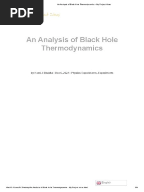 An Analysis of Black Hole Thermodynamics - My Project Ideas