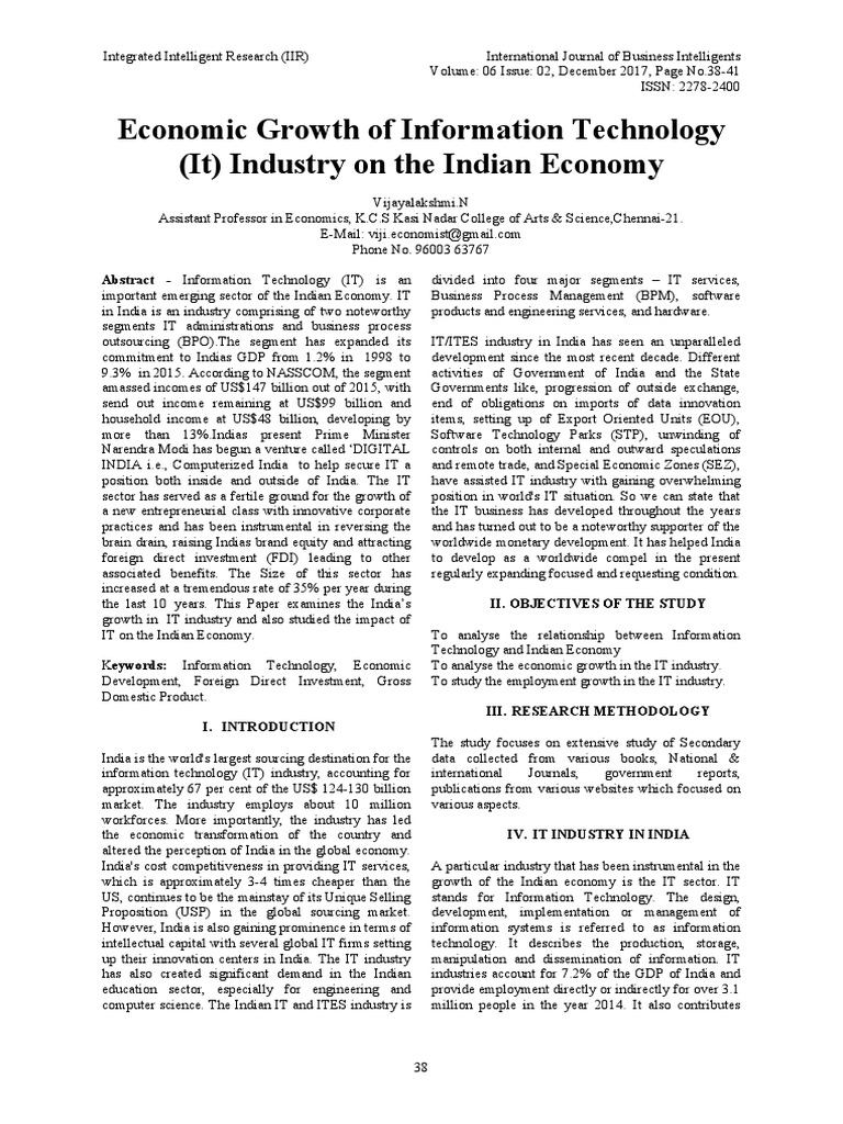 Economic Impact of IT Growth in India | PDF | Economic Growth | Economy ...