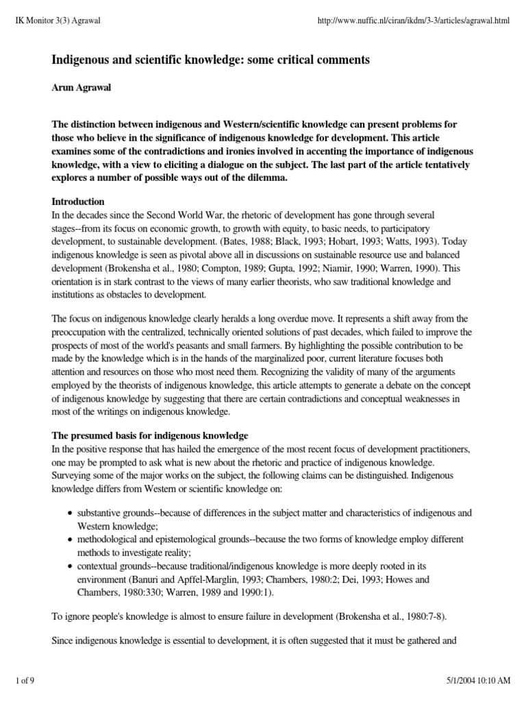 Indigenous and Scientific Knowledge Some | PDF | Knowledge | Science