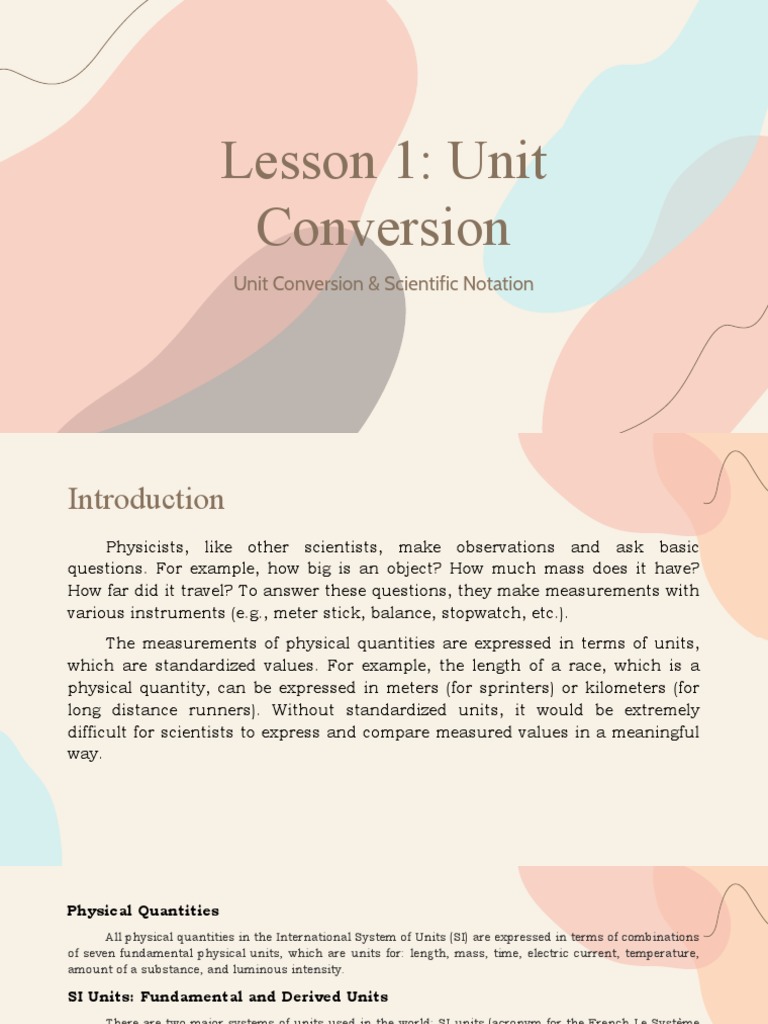Lesson 1 - Unit Conversion | PDF | International System Of Units | Numbers