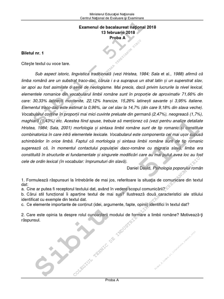 A Romana Oral 13 Februarie 2018 Var 02 | PDF