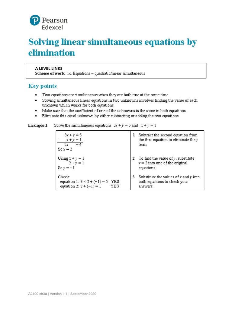Example 1 Chapter 3 Solving Linear Simultaneous Equations by ...