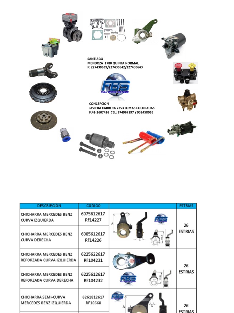 catálogo frenos | PDF | Ingeniería mecánica | Bienes manufacturados