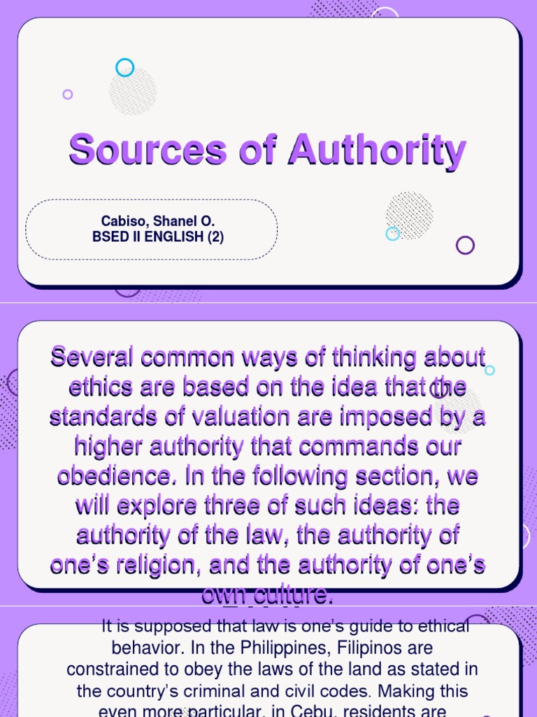 Sources of Authority Exploring the Authority of Law, Religion, and