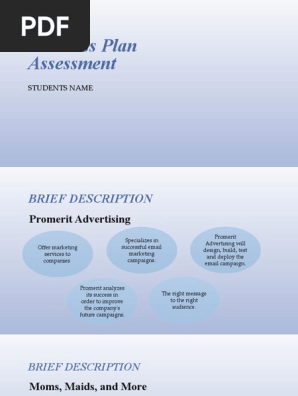 Business Plan Assessment