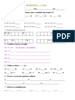 Matemática para o 2o ano