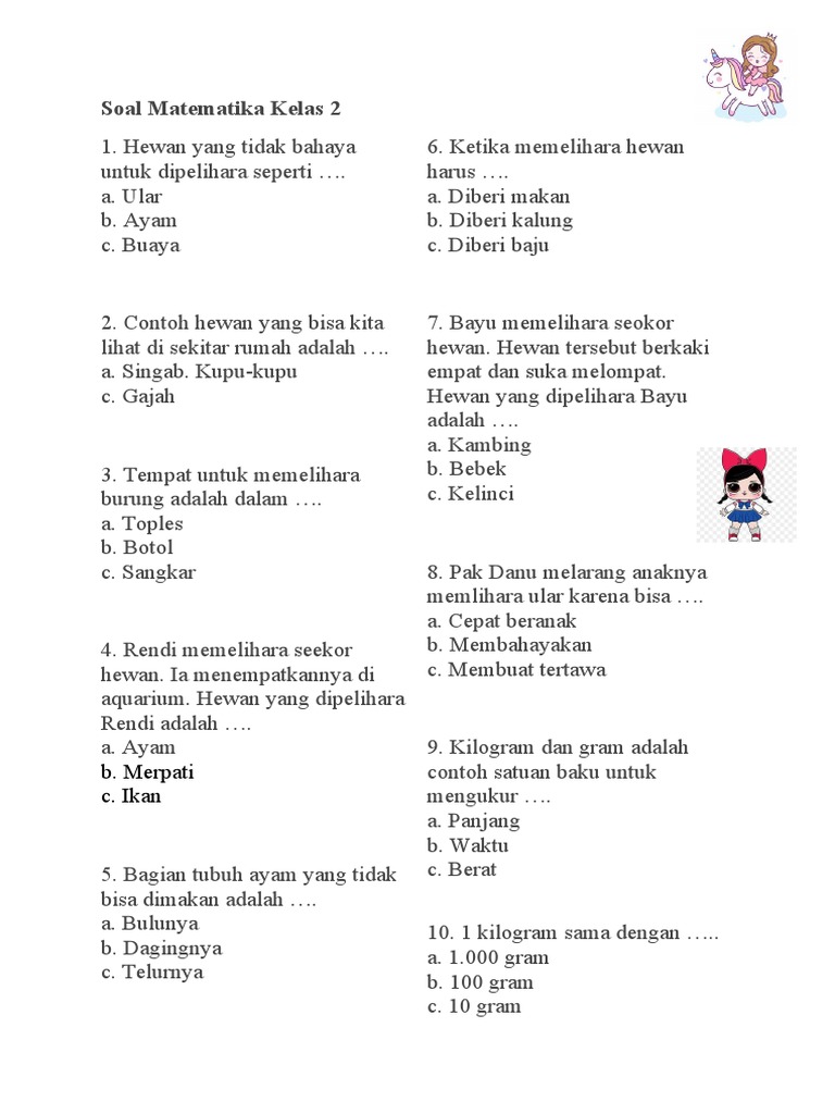 Soal Matematika Kelas 2 Pdf