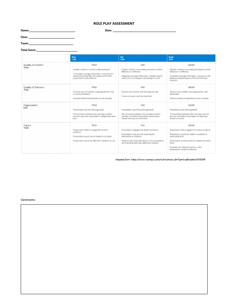 ROLE PLAY ASSESSMENT PDF